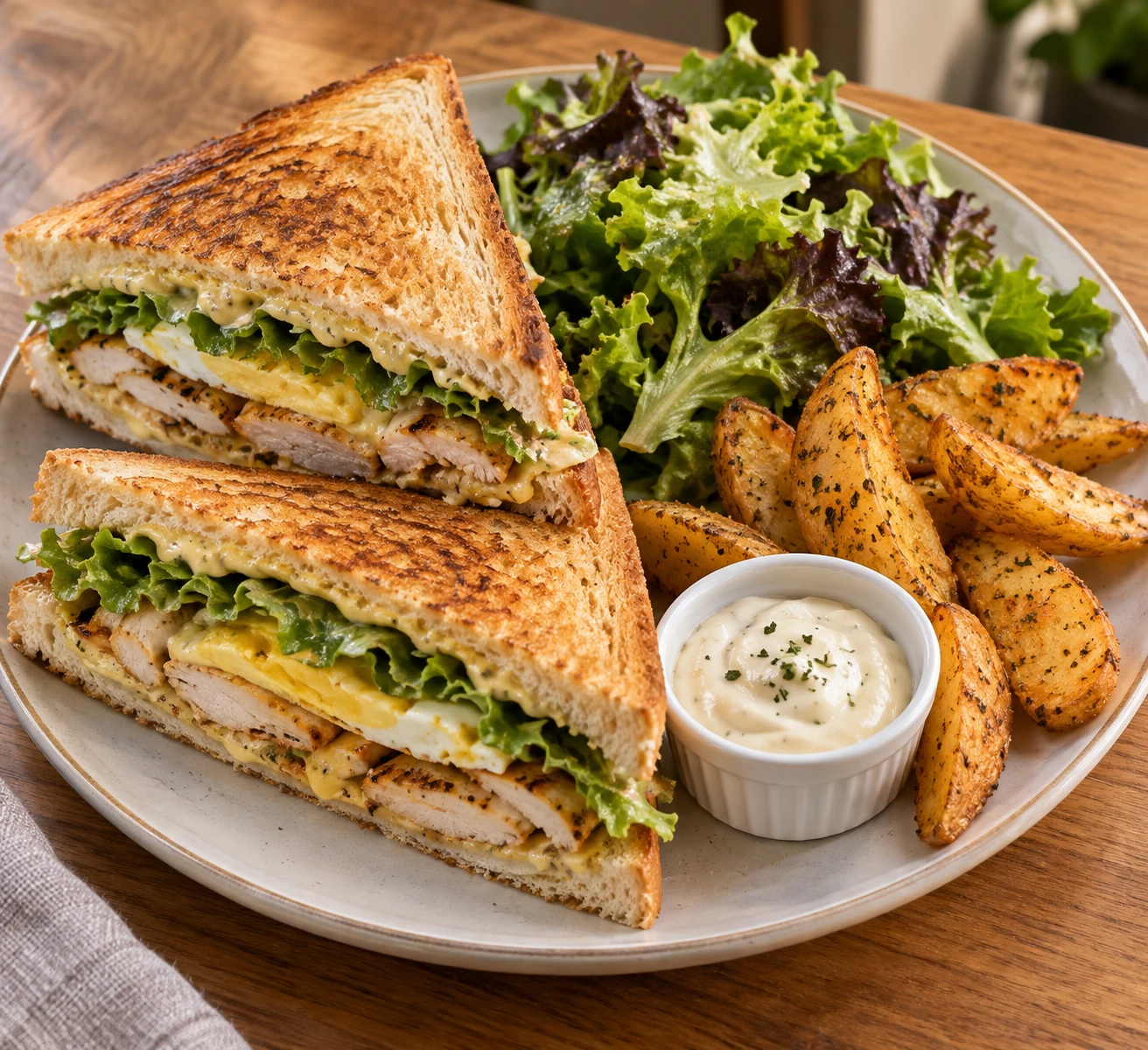 Grilled chicken and egg sandwich