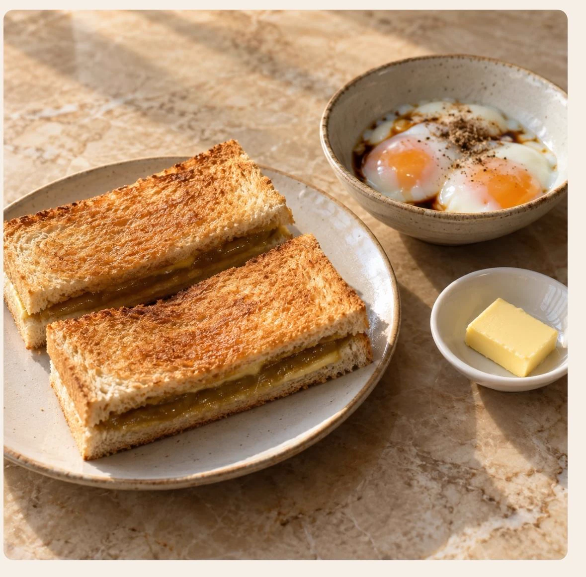 Kaya toast with soft-boiled eggs